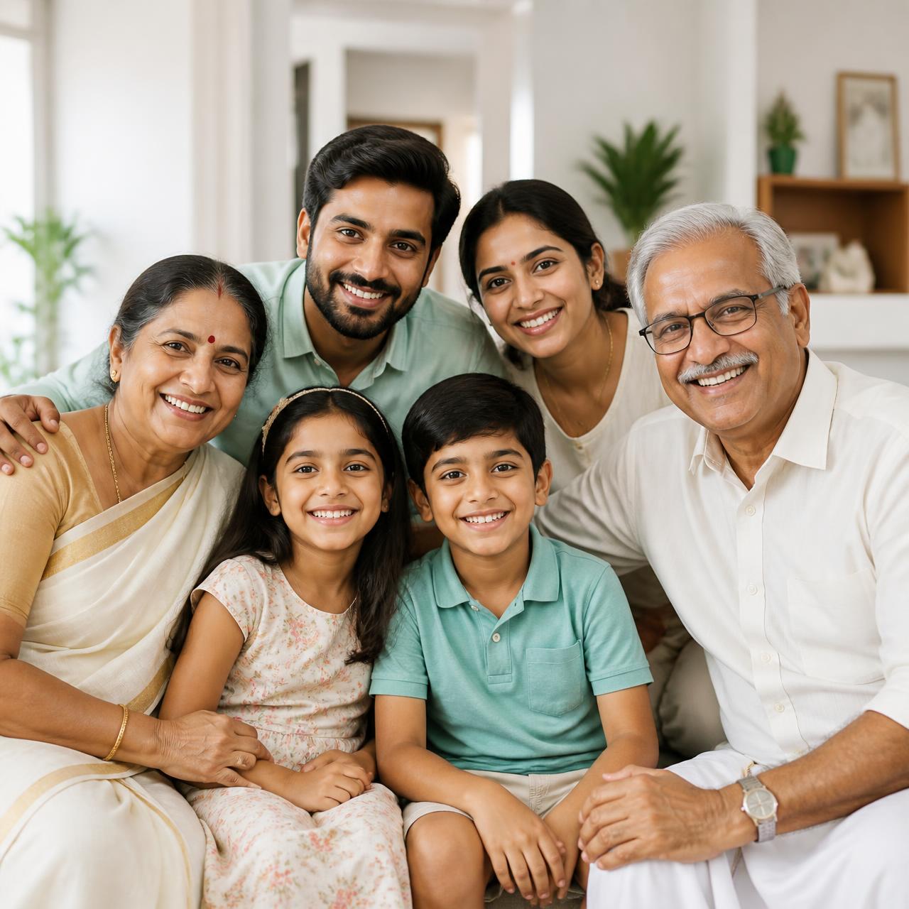 Kerala family together, protected by health insurance guidance